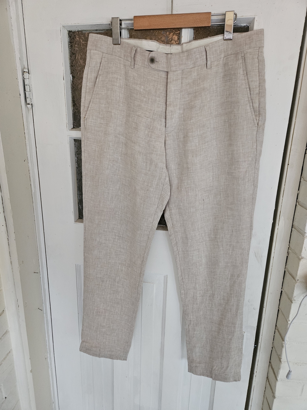 Lief Horsens 100% Linen Tailored Trousers - Beige / Tan